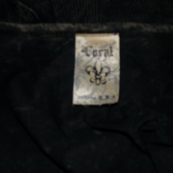 Vocal Shirt Womens Medium Crystal Studded Black Gray Y2K Wings Grunge Rhinestone - Picture 9 of 10